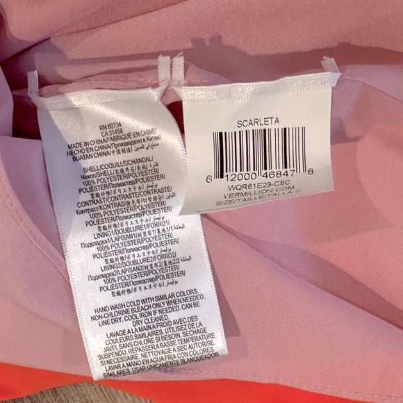 BCBGMAXARIA Scarleta Color-Block Orange and Pink Gown Dress Size 0 - Picture 9 of 12